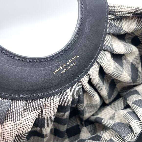 Mansur Gavriel Checkered Market Bag Black White Gingham Canvas‎ Large Plaid - Picture 8 of 10